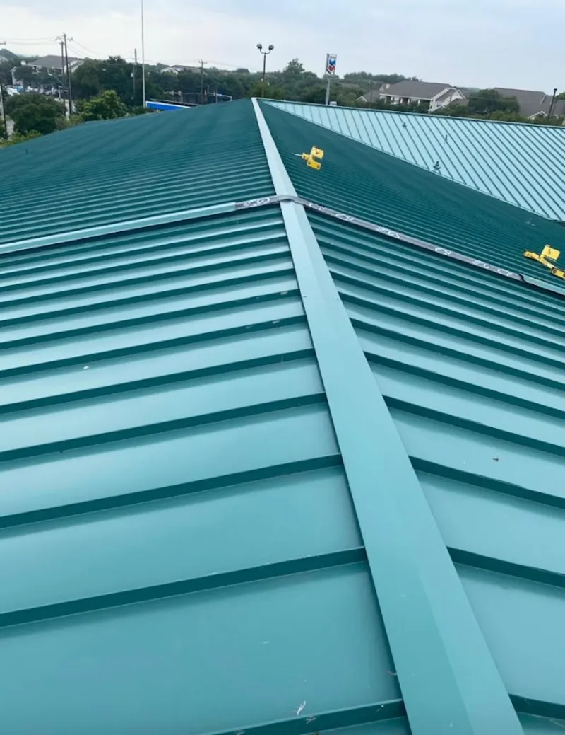 Green commercial metal roof ridge and valley for Metal Roof Repair in East Orange